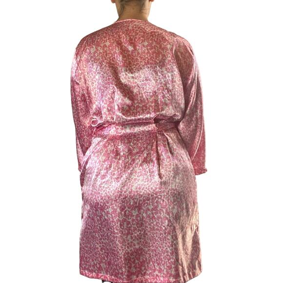 Oscar de la Renta Pink Leopard Ruffled Robe Small - Picture 3 of 6